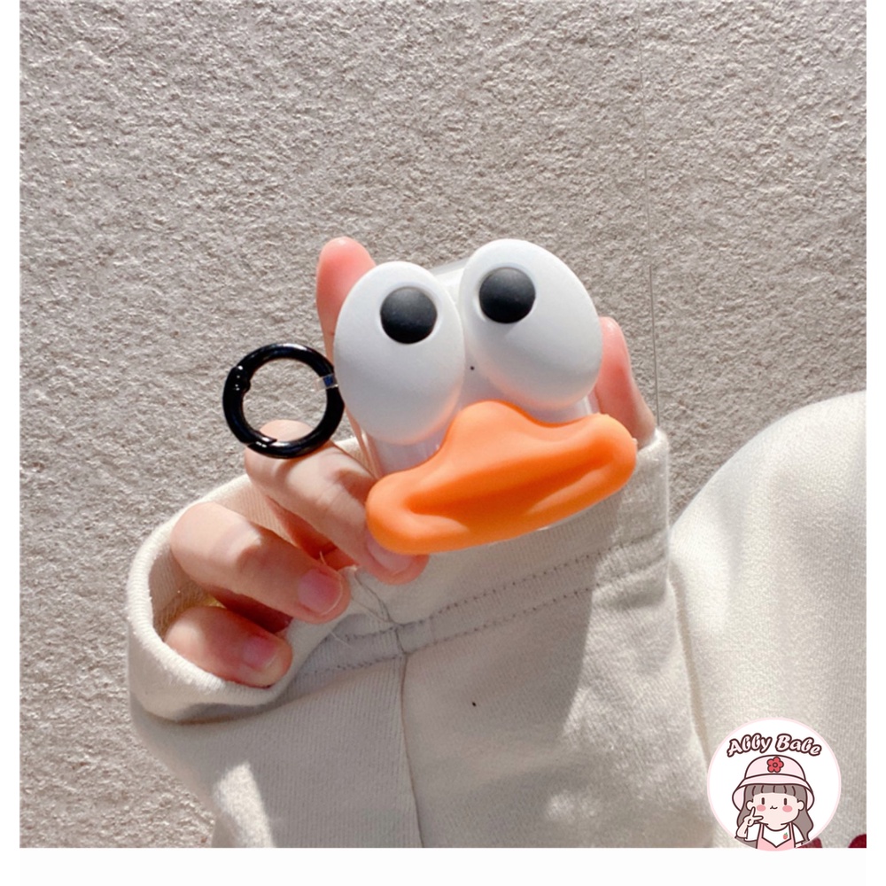 Vỏ Bảo Vệ Hộp Sạc Tai nghe không dây Airpods 1 / 2 / pro Hình Vịt Mắt To Bằng TPU Mềm Trong Suốt Kiểu Hàn Quốc