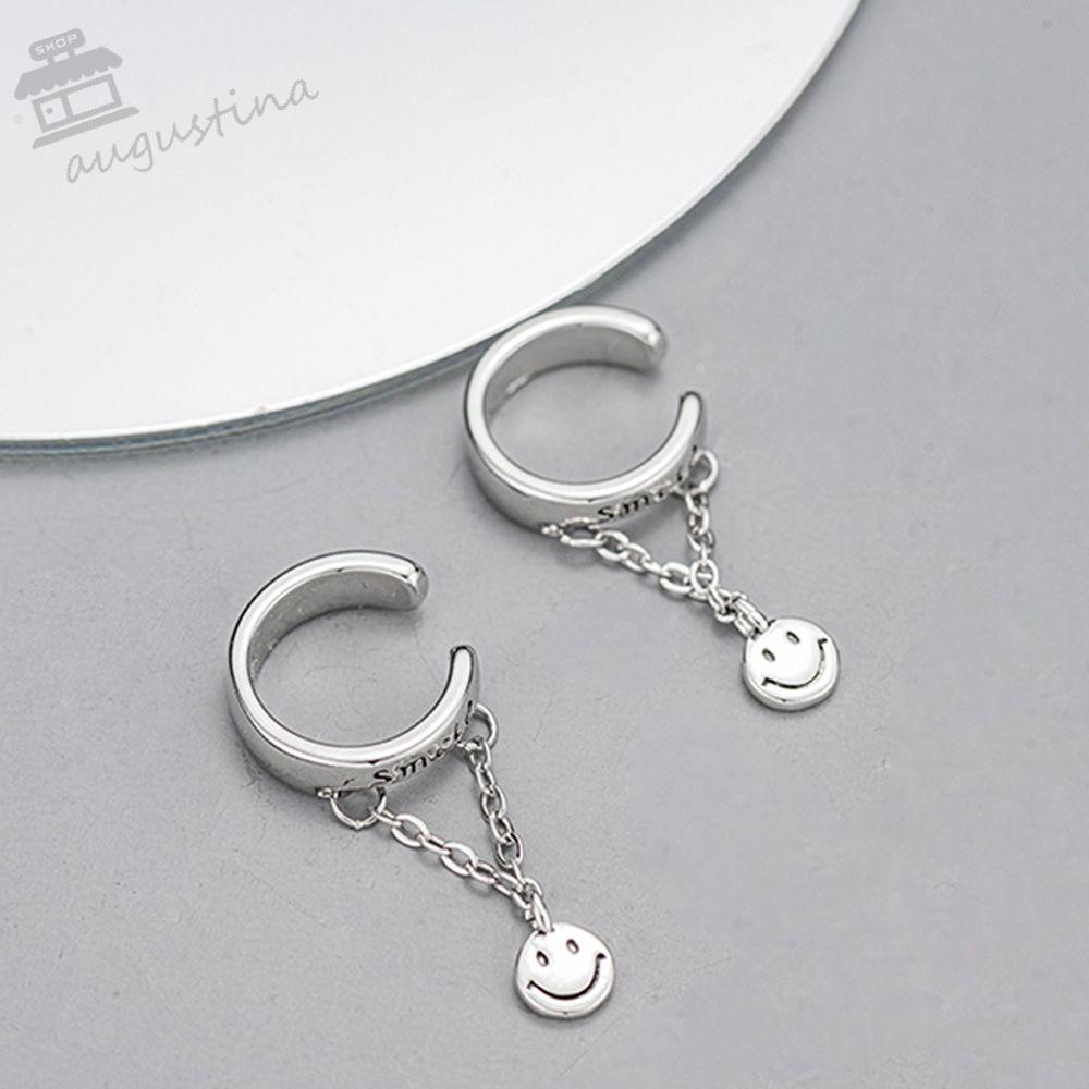 Khuyên Kẹp Vành Tai Hình Mặt Cười Phong Cách AUGUSTINA Cổ Điển Cá Tính Dành Cho Nữ