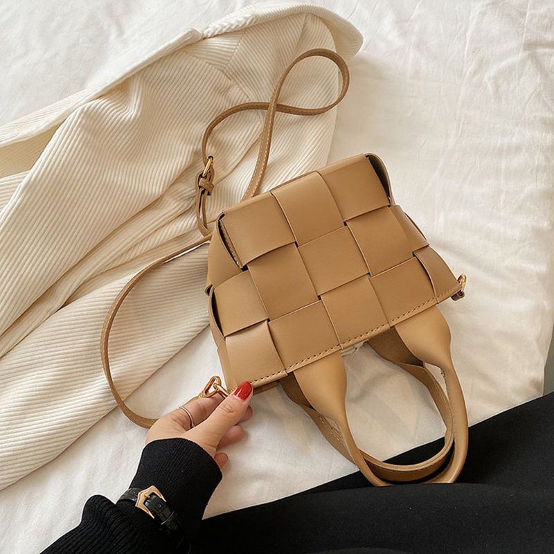 Túi Đeo Vai Dây Rút Bằng Vải Dệt Màu Trơn Dễ Phối Đồ Thời Trang Cho Nữ