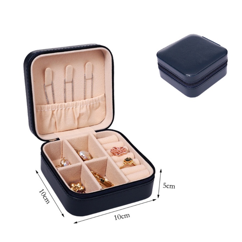 Hộp Đựng Trang Sức Bằng Da PU Có Khóa Kéo Sắp Xếp Gọn Gàng Trang Trí Nhà