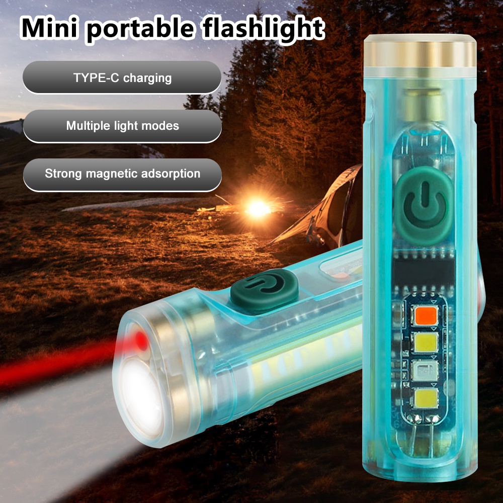 Móc Khóa Đèn Pin LED Mini 11 Chế Độ Chính & Bên Hông Tiện Dụng Cho Cắm Trại