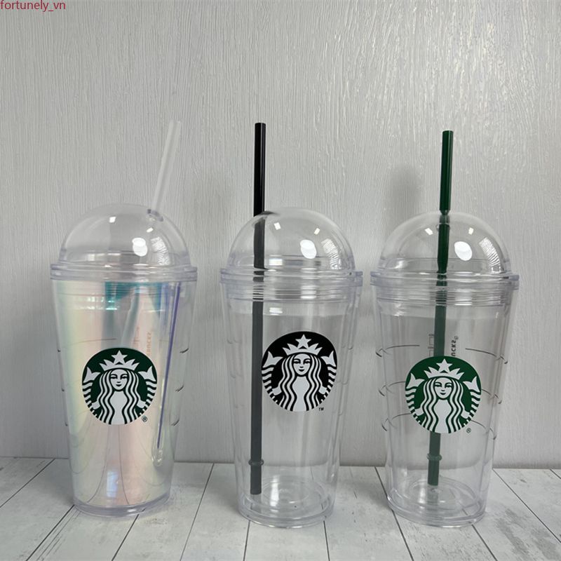 [Hàng Có Sẵn] CốC Starbucks Cốc Có Ống Hút Cốc Nước Bằng Nhựa Trong Suốt Tái Sử Dụng 473/710Ml