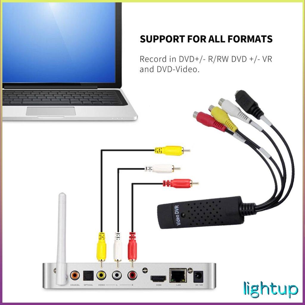 Đen USB 2.0 Video Capture Card Chuyển đổi Pc Adapter Tv Audio Dvd Dvr Vhs