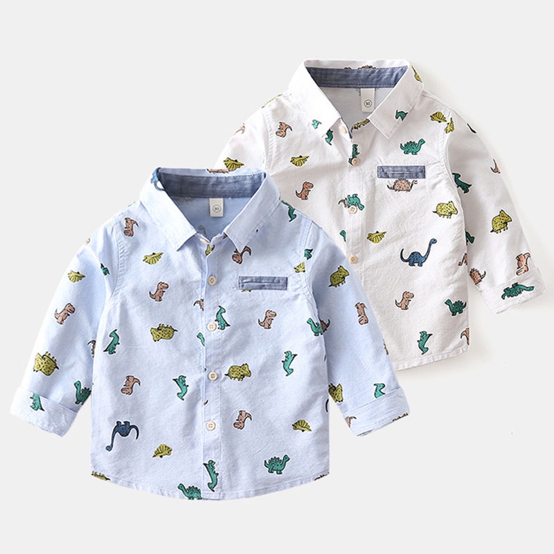 Áo Sơ Mi Cotton Tay Dài In Họa Tiết Hoạt Hình Thời Trang Hàn Quốc 2023 Cho Bé