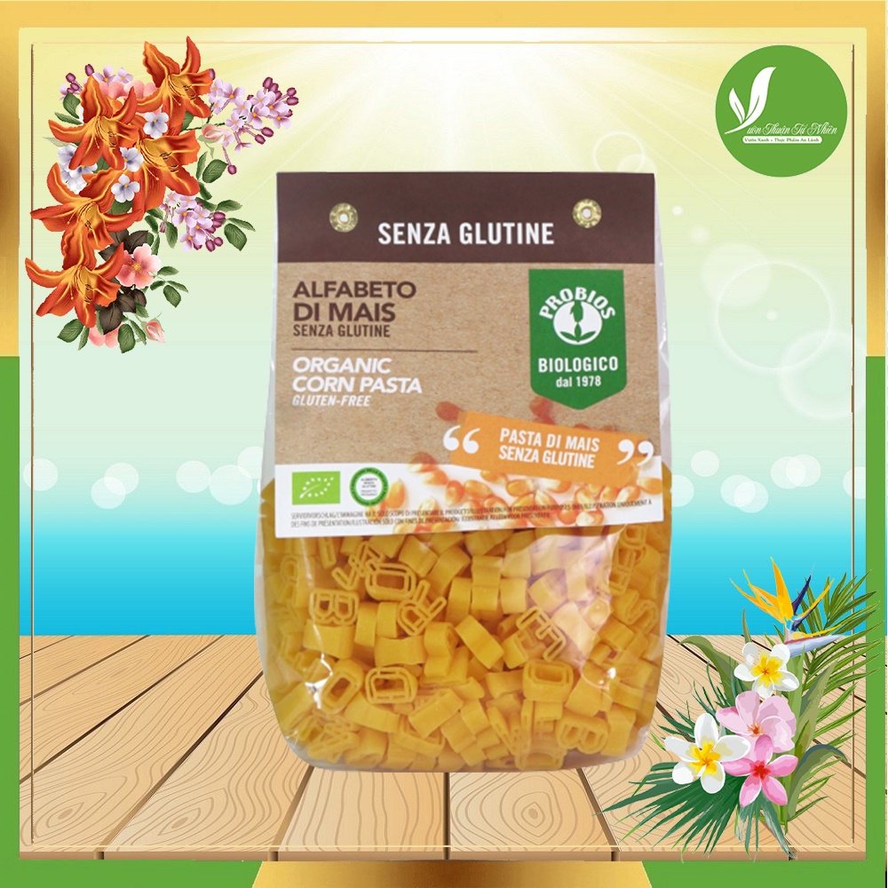 Nui Hữu Cơ Cho Bé Hình Chữ 400g ProBios Organic Corn Pasta Alfabeto Gluten Free