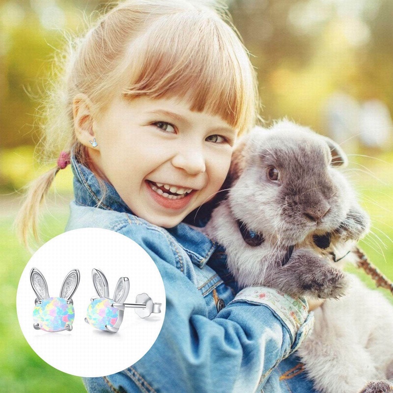 Khuyên Tai Thỏ Đính Đá Opal Phong Cách Hàn Quốc Thời Trang Mới 2023 Dành Cho Bạn Nữ