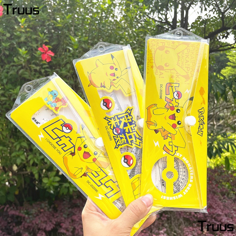 ✍Bộ Thước Tam Giác Họa Tiết Pikachu Dễ Thương Dành Cho Học Sinh Tiểu Học 2023 A5UJ