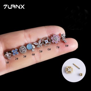 1 Đôi Bông Tai 20Gauge Helix Bằng Thép Không Gỉ Hình Hoa Bướm
