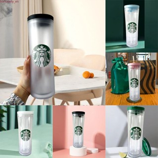   Hàng Có Sẵn  CốC Starbucks Trong Suốt Mờ Tái Sử Dụng 500Ml Cốc Lạnh Cốc Nhựa Có Ống Hút Cốc Nhựa 