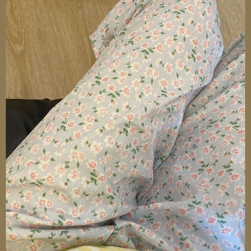 Jiashucheng Quần Dài Mặc Ở Nhà Mỏng Họa Tiết Hoa Màu Xanh Dương Ngọt Ngào Thời Trang Xuân Hè Phong Cách Hàn Quốc Cho Nữ