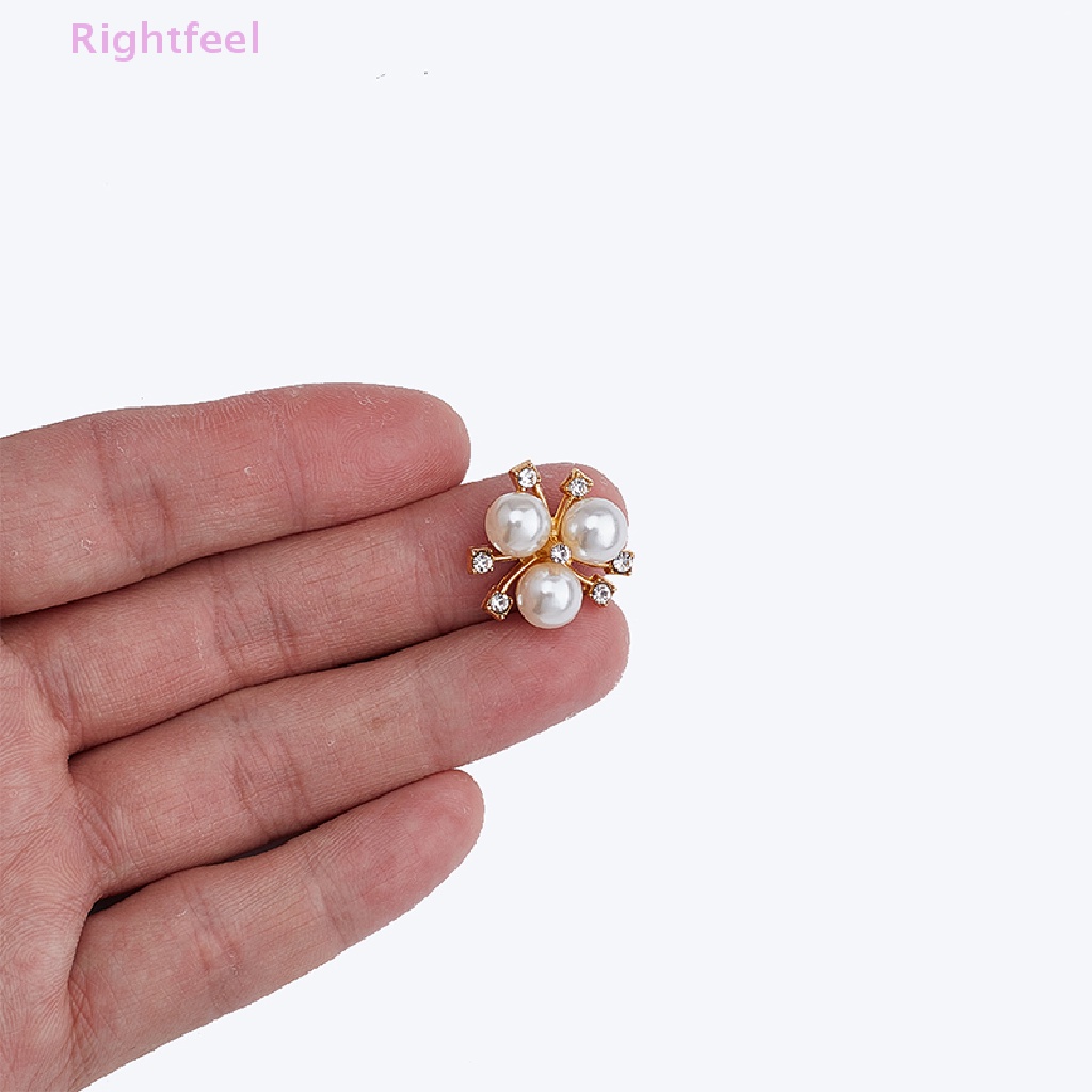 Set 10 Nút Áo Hình Hoa Đính Đá / Ngọc Trai Trang Trí Đám Cưới DIY Mới