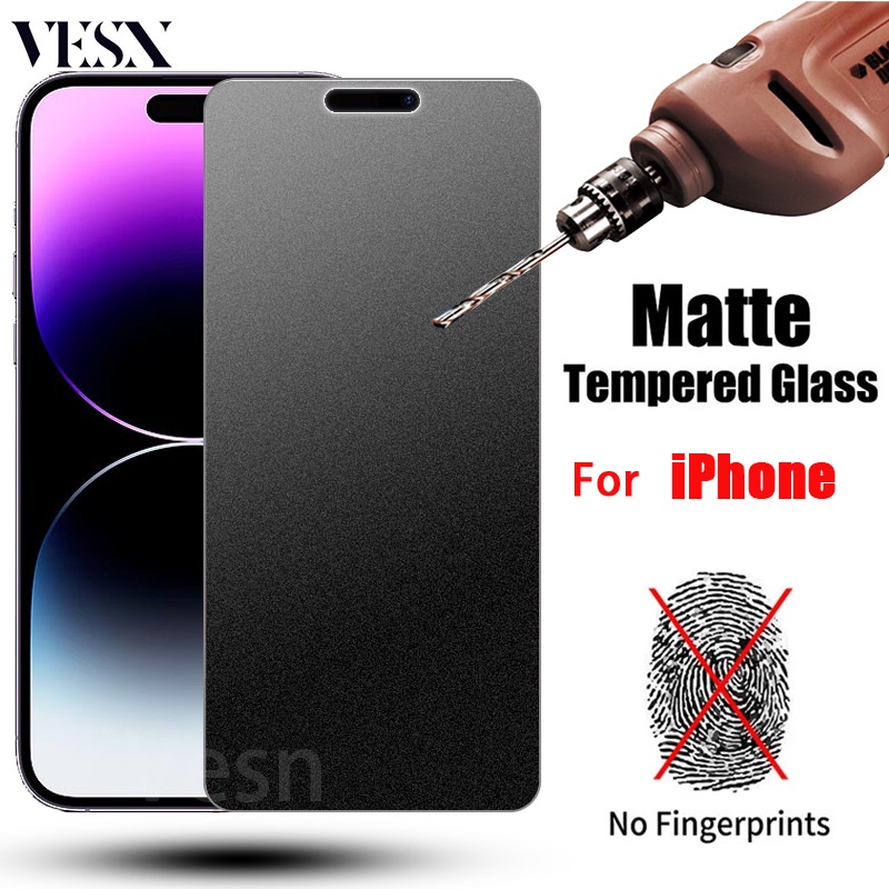 Kính cường lực chống vân tay mồ hôi màu nhám Cho iPhone 15 Ultra 14 13 12 Mini 11 Pro X Xs Max Xr 7 8 6 6s Plus SE 5 5s 5C 4G 5G SE2 SE3 2023 2020 2022