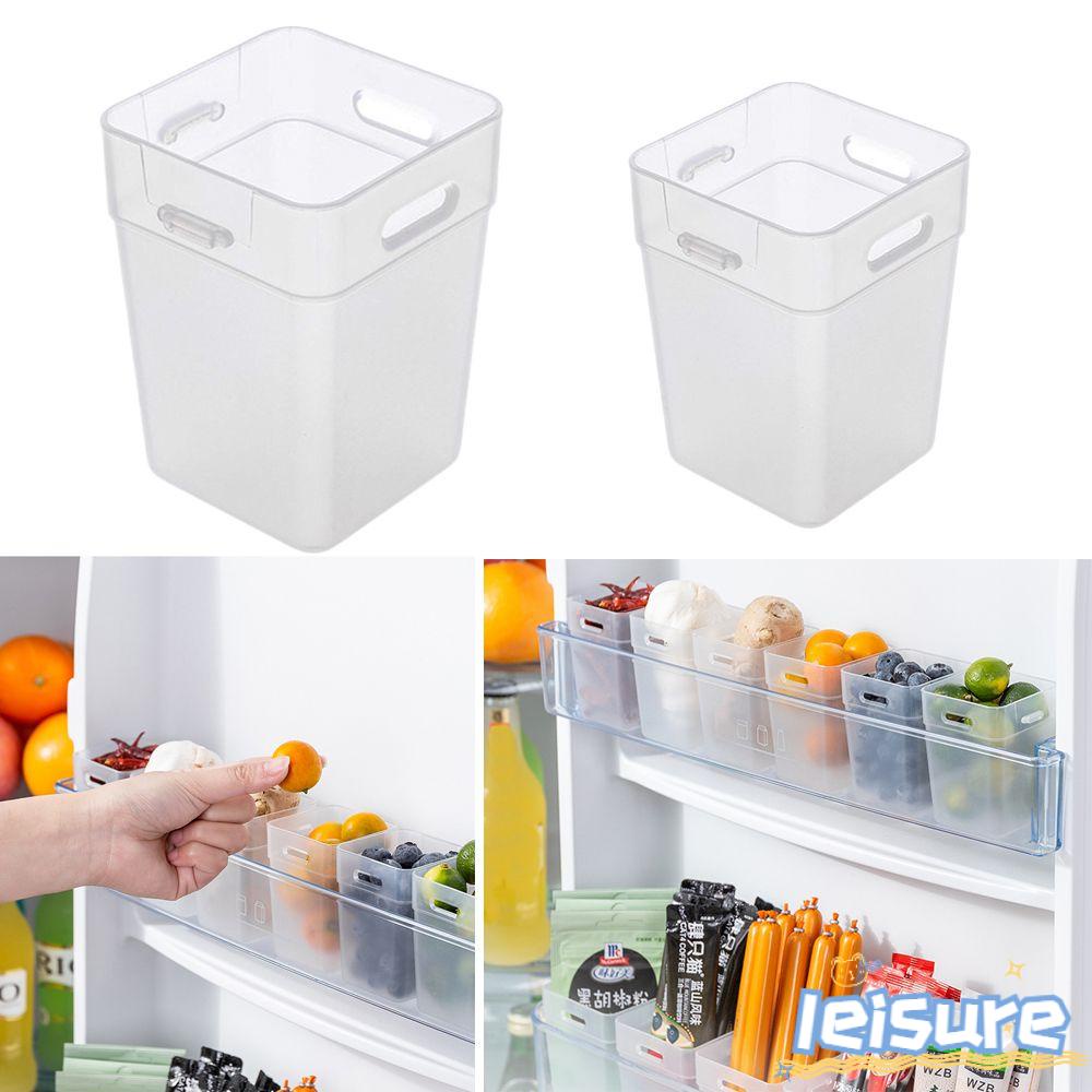LEISURE 2Pcs/pack Storage Box Portable Condiment Storage Case Save-space Fridge Freezer Shelf