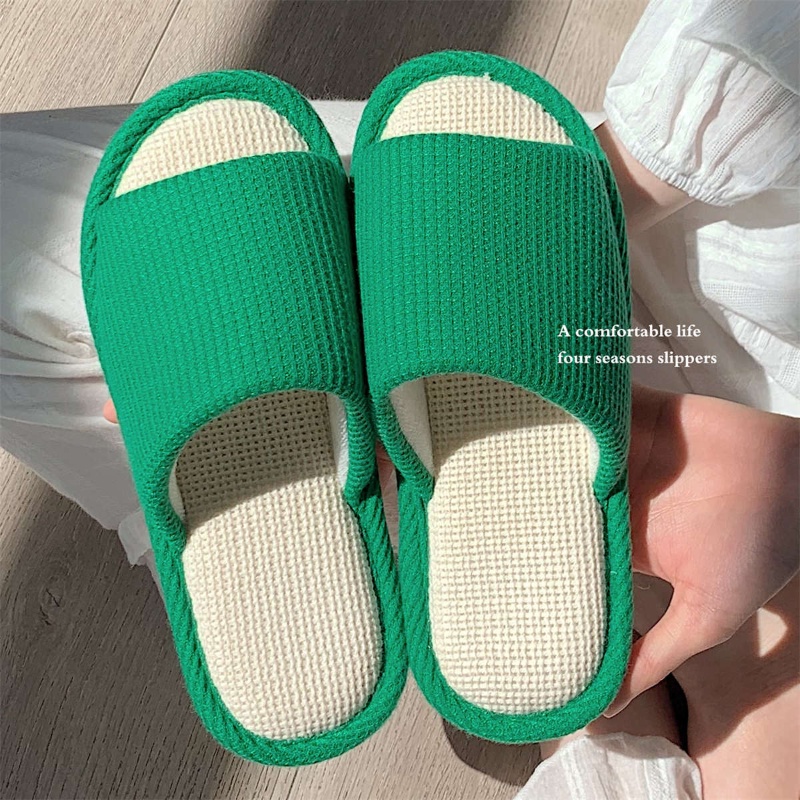 Dép Đi Trong Nhà Chất Liệu Cotton Lanh Màu Sắc Đơn Giản Phong Cách Nhật Bản Cho Cặp Đôi Crush047