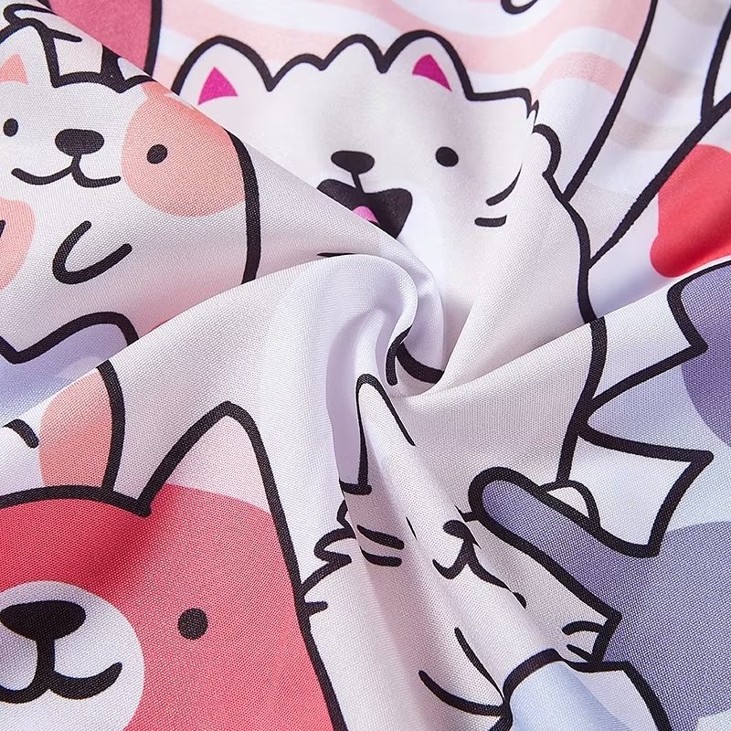 Áo Sơ Mi Ngắn Tay Nhuộm Màu Họa Tiết Hoạt Hình + Quần short Dáng Rộng Phong Cách Hàn Quốc Thời Trang Đi Biển Hawaii