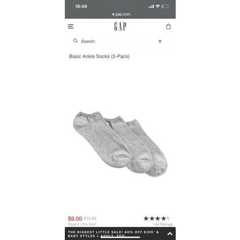 Set 3 đôi tất Gap mùa hè free size 37-42