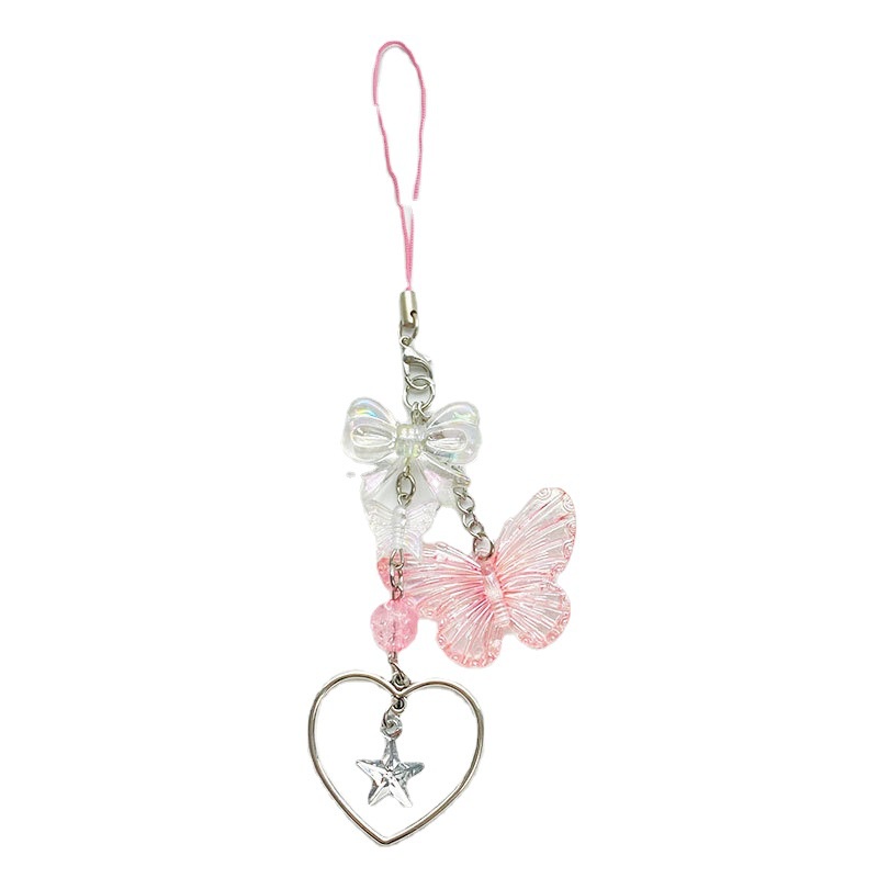 Album Sưu Tầm Móc Khóa Hình Trái Tim / Bướm Rỗng Màu Hồng Ngọt Ngào Steve