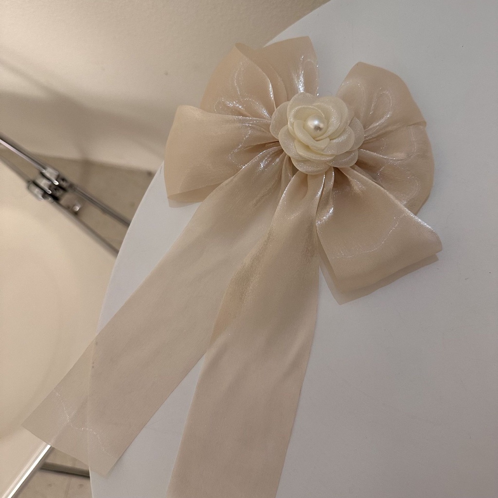 Kẹp Tóc Hình Nơ Đính Ngọc Trai Dễ Thương Cho Nữ