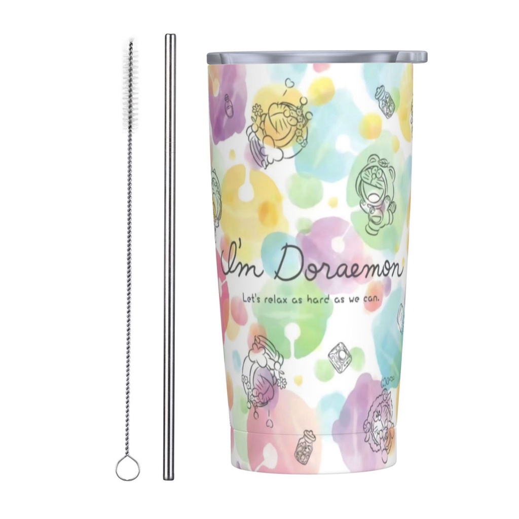 Cốc Cà Phê Doraemon 20oz (Có Ống Hút) PS 304 Bên Ngoài 201 Chất Liệu