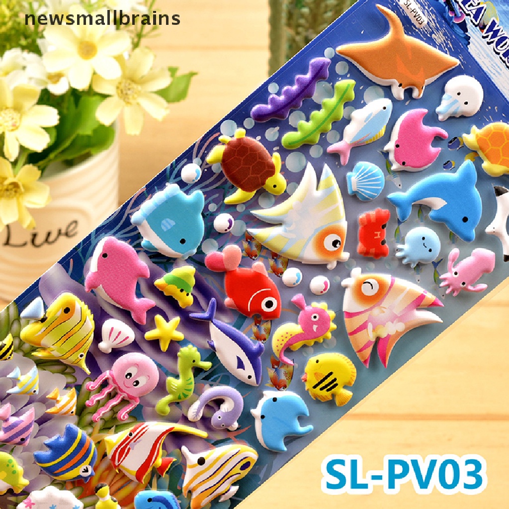 Newsmallbrains Shark Dolphin Fish Stereo Bubble Sticker Diary Sticker Decor Stationery Stickers NSB