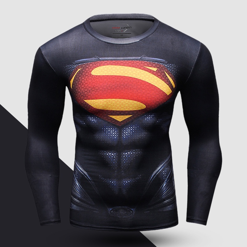 Áo Thun Thể Thao Tay Dài In Họa Tiết Anime Superman Cá Tính Cho Nam