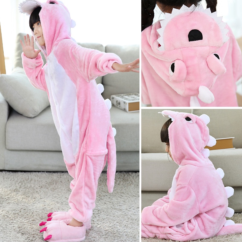 Bộ Đồ Ngủ Liền Thân Hình Khủng Long / Stitch / Gấu Trúc / Hổ / Totoro Hoạt Hình Cho Bé Trai