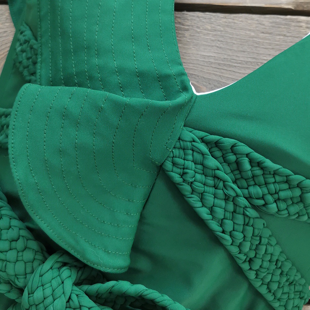 1 mảnh bikini lá sen cạnh hình dạng 2 màu bện vành đai sexy đồ bơi cho phụ nữ