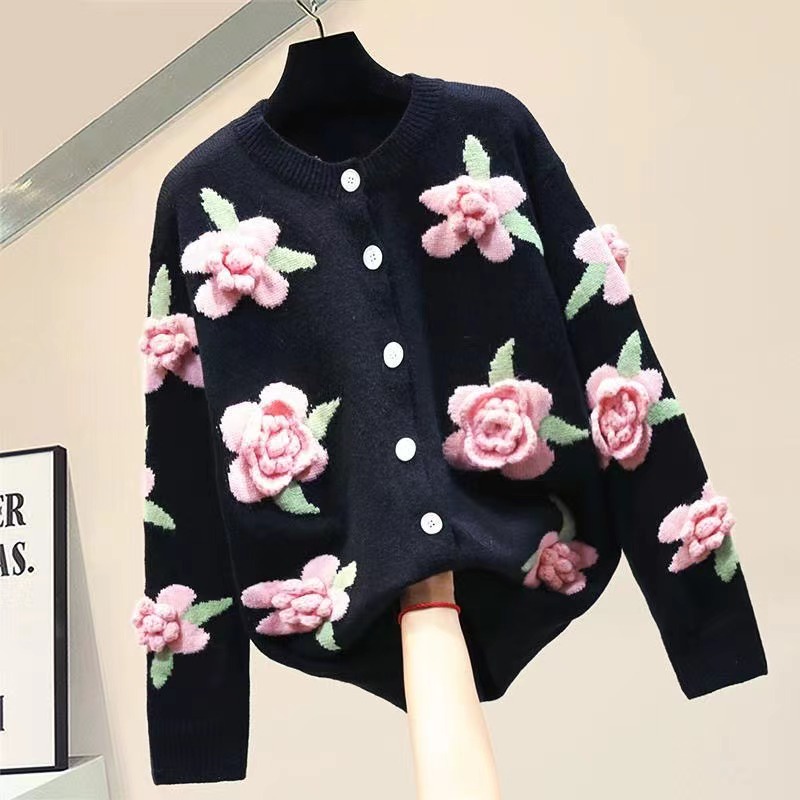 Áo Sweater Cổ Tròn Dáng Rộng In Họa Tiết Hoa Thời Trang Cho Nữ