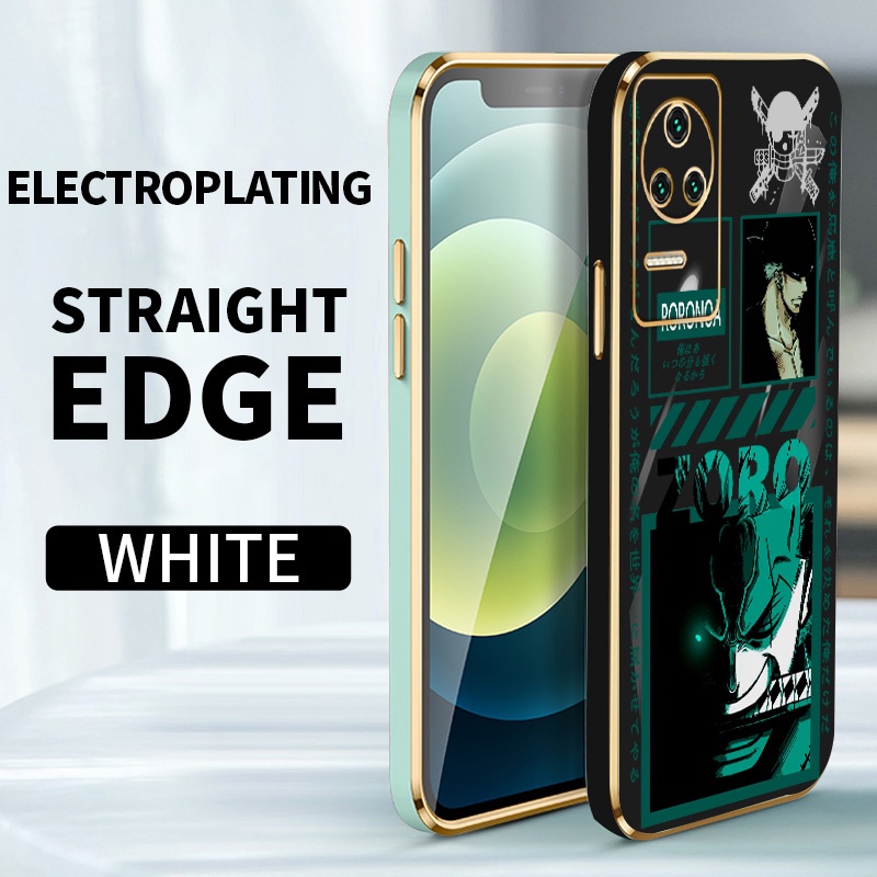 Ốp Điện Thoại Silicon Vuông Mạ Điện Hình Anime One Piece Cho Xiaomi Poco F4 F4 GT Redmi K40S K50