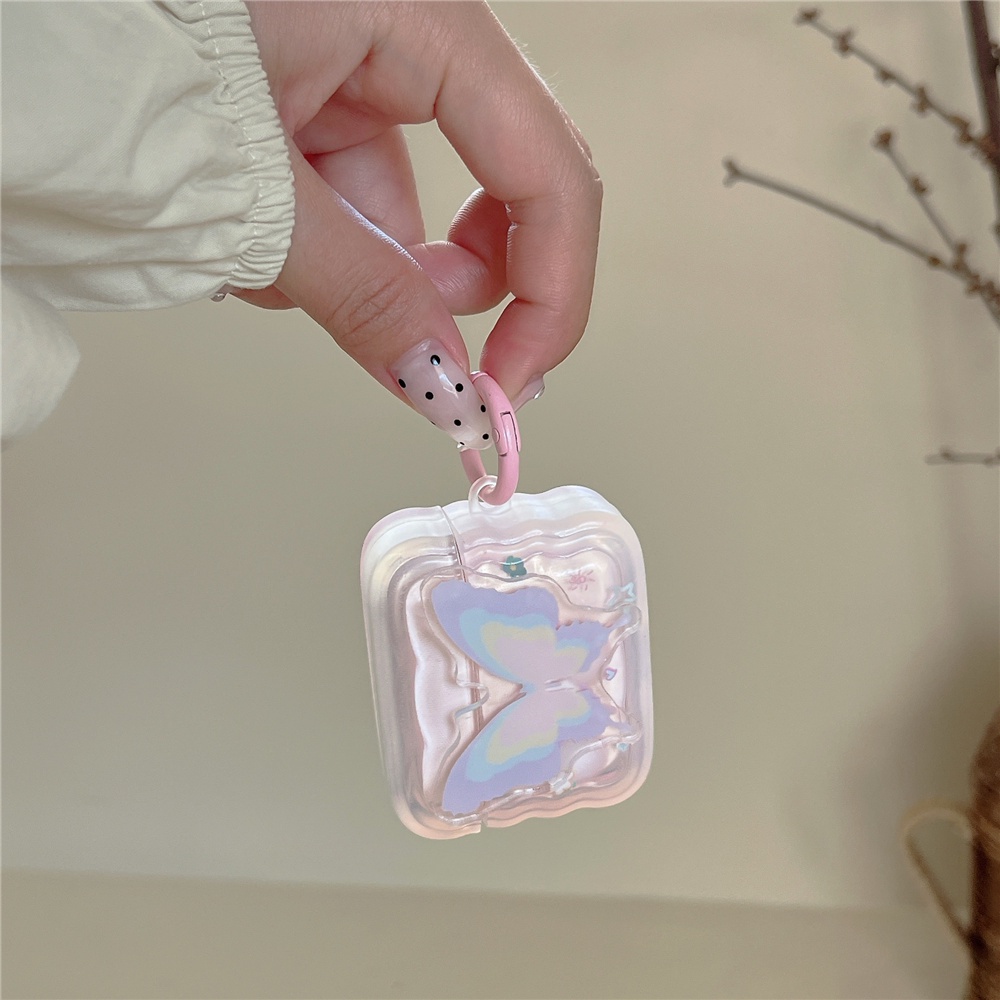 Vỏ Bảo Vệ Hộp Sạc Tai Nghe AirPods Pro 1 2 Pro 3rd Họa Tiết Hoạt Hình Bươm Bướm Màu Gradient Thời Trang Kèm Móc