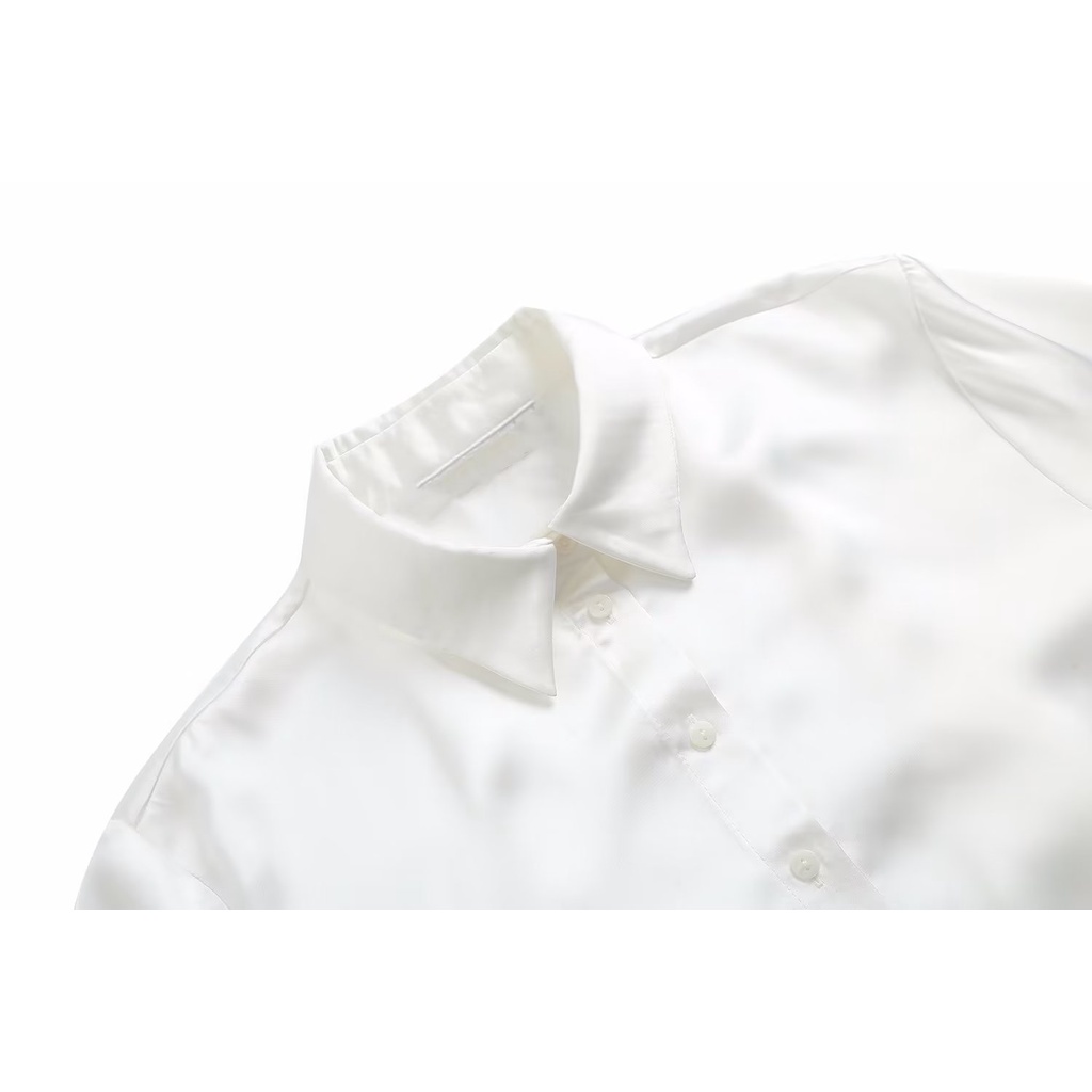 Áo Choàng Sơ Mi Zara Màu Trơn Cổ POLO Cột Dây Thời Trang Xuân Hè Cho Nữ Có 23 Kiểu2307512
