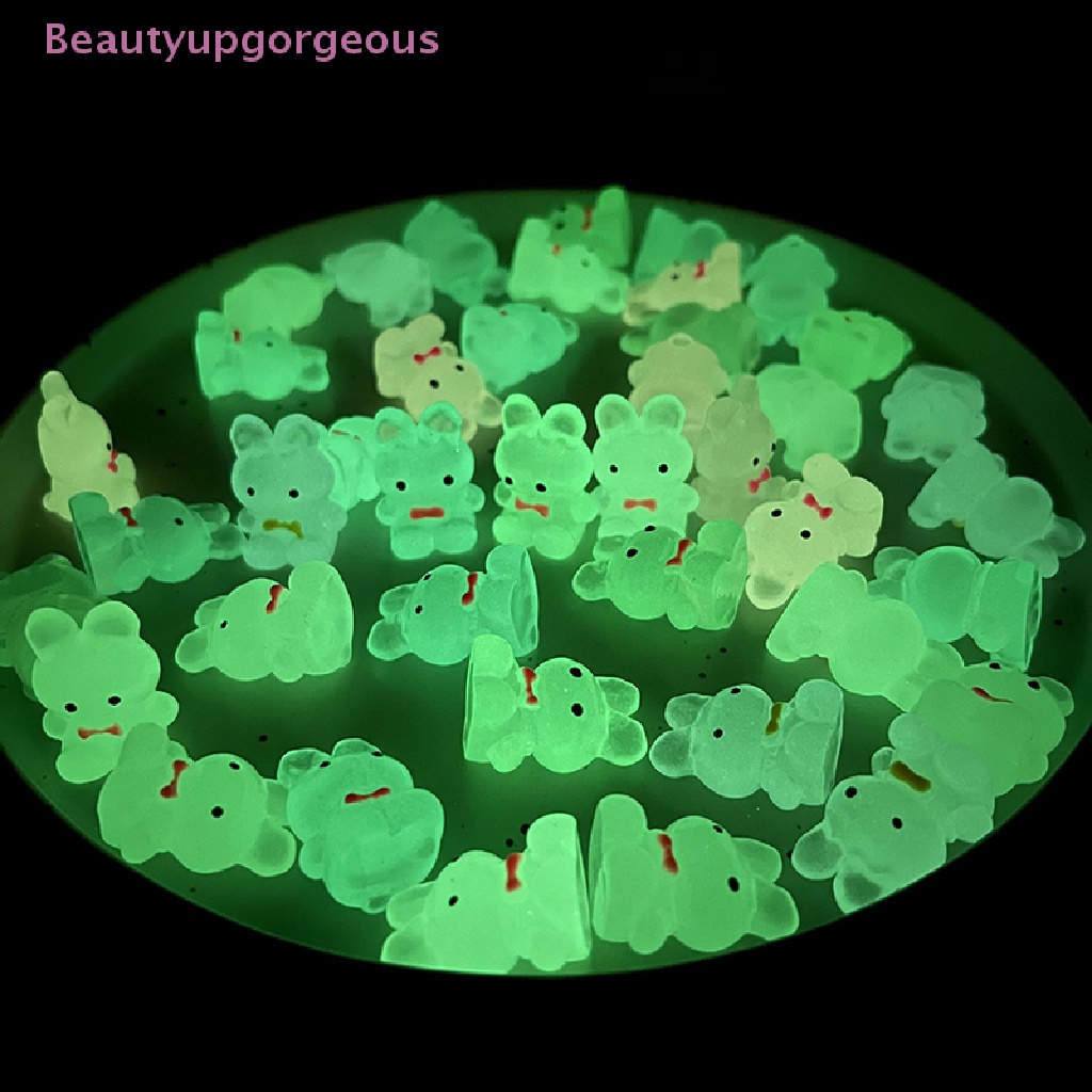 Set 5 Mô Hình Thỏ Dạ Quang Bằng Nhựa Resin Dễ Thương Trang Trí Nhà Cửa / Xe Hơi