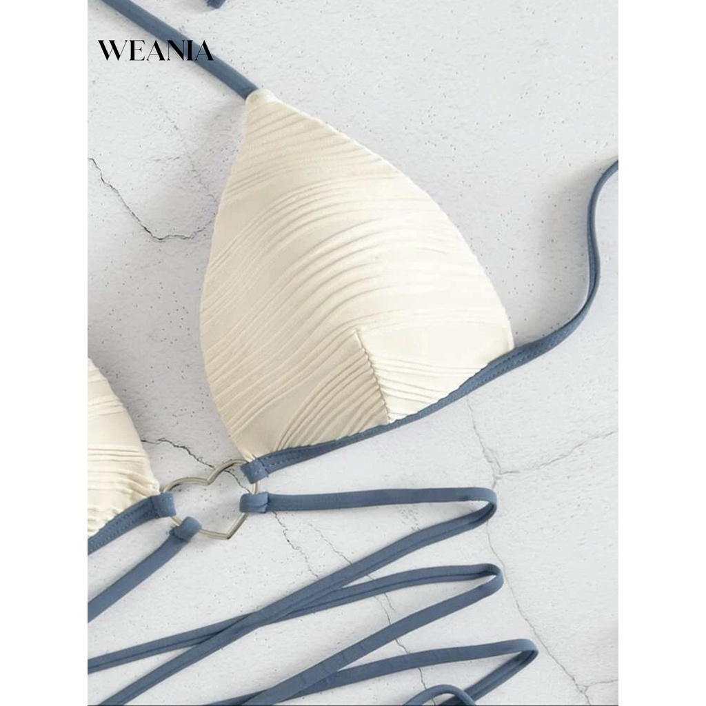 Bộ bikini 2 mảnh WEANIA kiểu vỏ sò có dây rút thời trang mùa hè cho nữ
