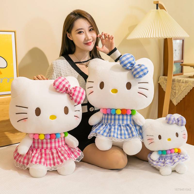 SANRIO Thú Nhồi Bông Hình Mèo Hello Kitty Mặc Đầm Cho Bé