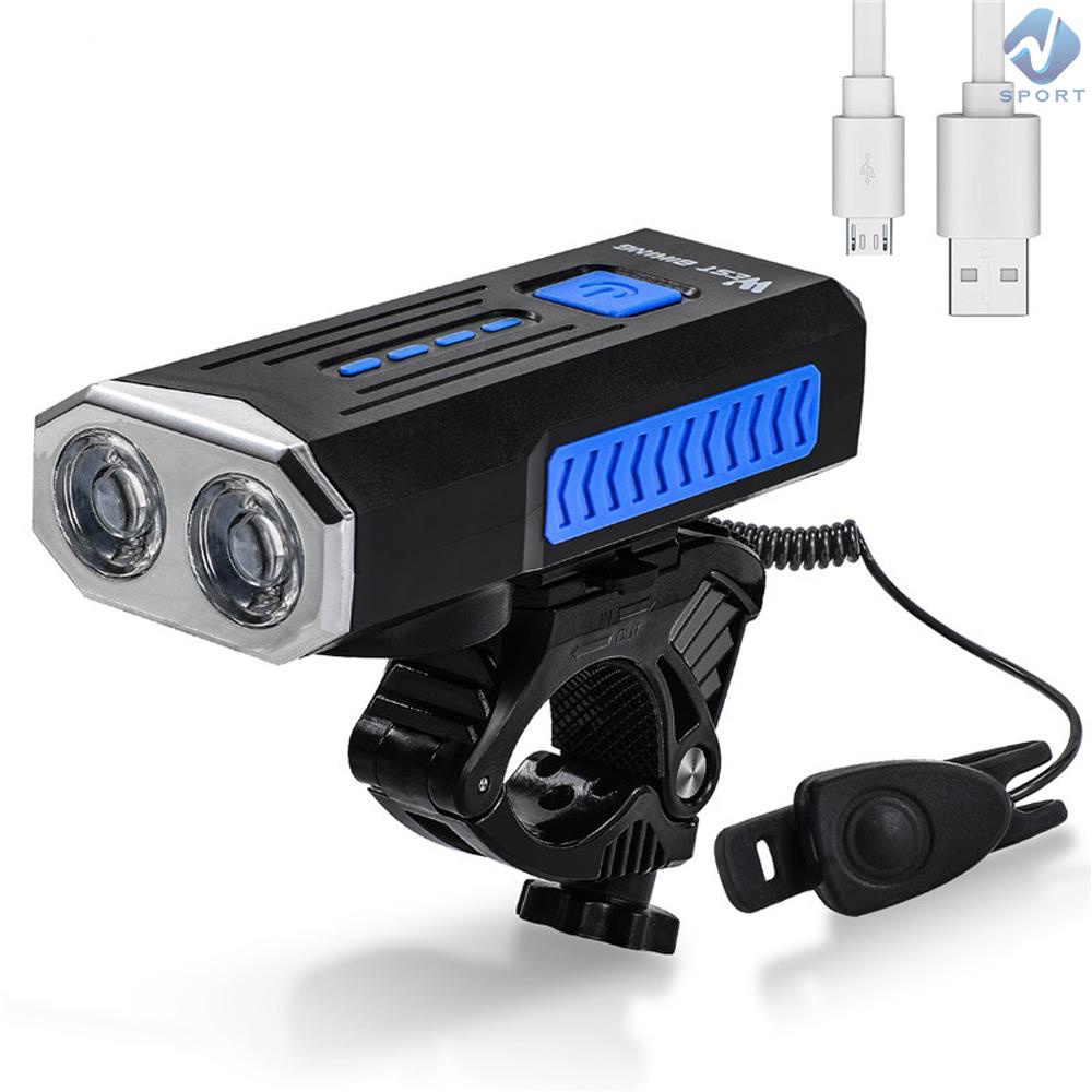 Đèn USB 1000 Lumens 360 Độ Dành Cho Xe Đạp° Đèn Pha Xe Đạp Đế Xoay Tích Hợp Còi Tiện Dụng