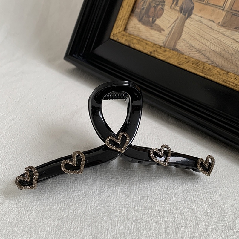 Kẹp Tóc Đính Đá Hình Trái Tim Lớn 13cm Thời Trang Mùa Hè Cho Nữ