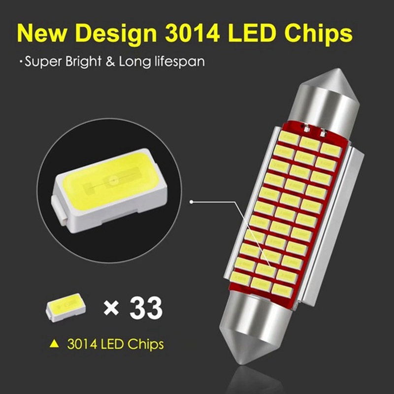 1 Ăng Ten Điện Tử Và 2 Bóng Đèn Led Biển Số Xe Hơi C5W C10W 31mm 3014 18SMD