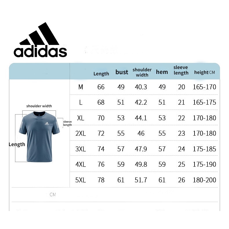 Adidas Áo Thun Thể Thao Ngắn Tay Thoáng Khí Chất Lượng Dành Cho Nam / Size m-5xl
