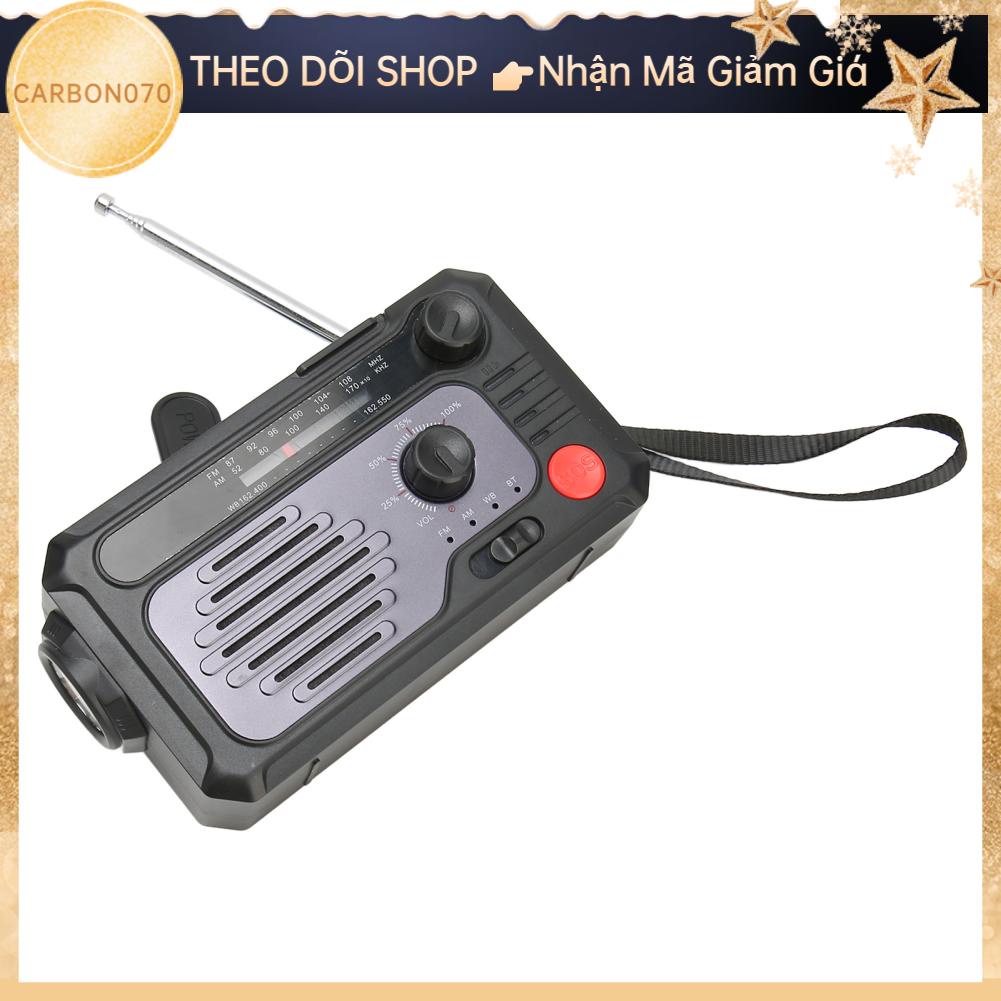 Carbon070 Quay Tay Đài Phát Thanh Thời Tiết NOAA AM FM BT Loại C Sạc Khẩn Cấp Năng Lượng Mặt Trời Có Đèn Pin LED Đọc Báo Động SOS