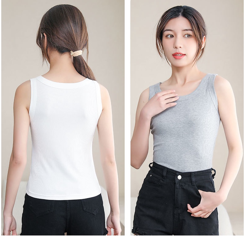 [ZY] L-2xl Áo Không Tay Co Giãn Thoáng Khí Màu Trơn Đơn Giản Nhiều Lớp Hình Chữ I Phong Cách Hàn Quốc Dễ Phối Đồ Cho Nữ