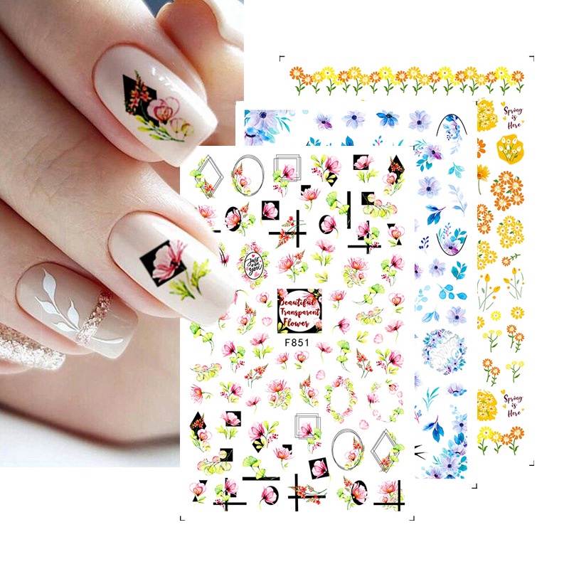 Sticker Dán Móng Hoạ Tiết Hoa Lá