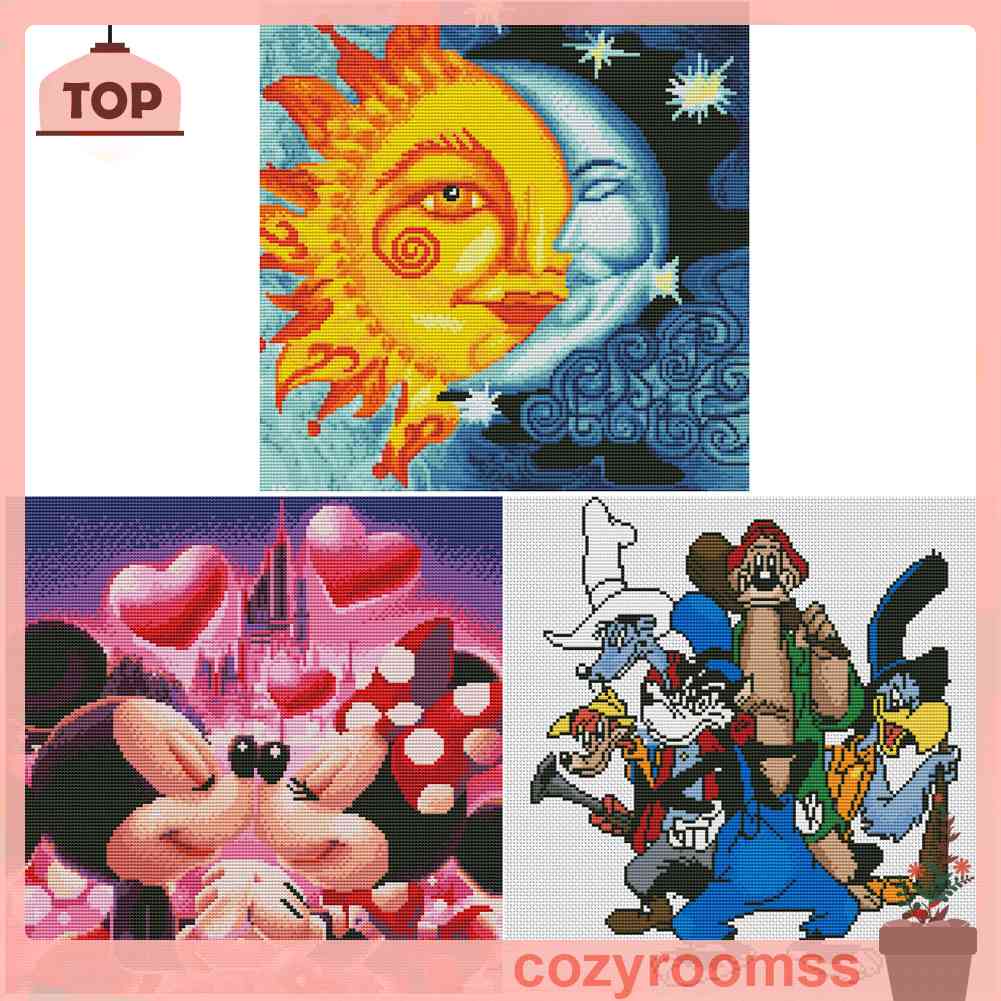 Bộ Dụng Cụ Thêu Tranh Chữ Thập 11CT DIY Hình Hoạt Hình