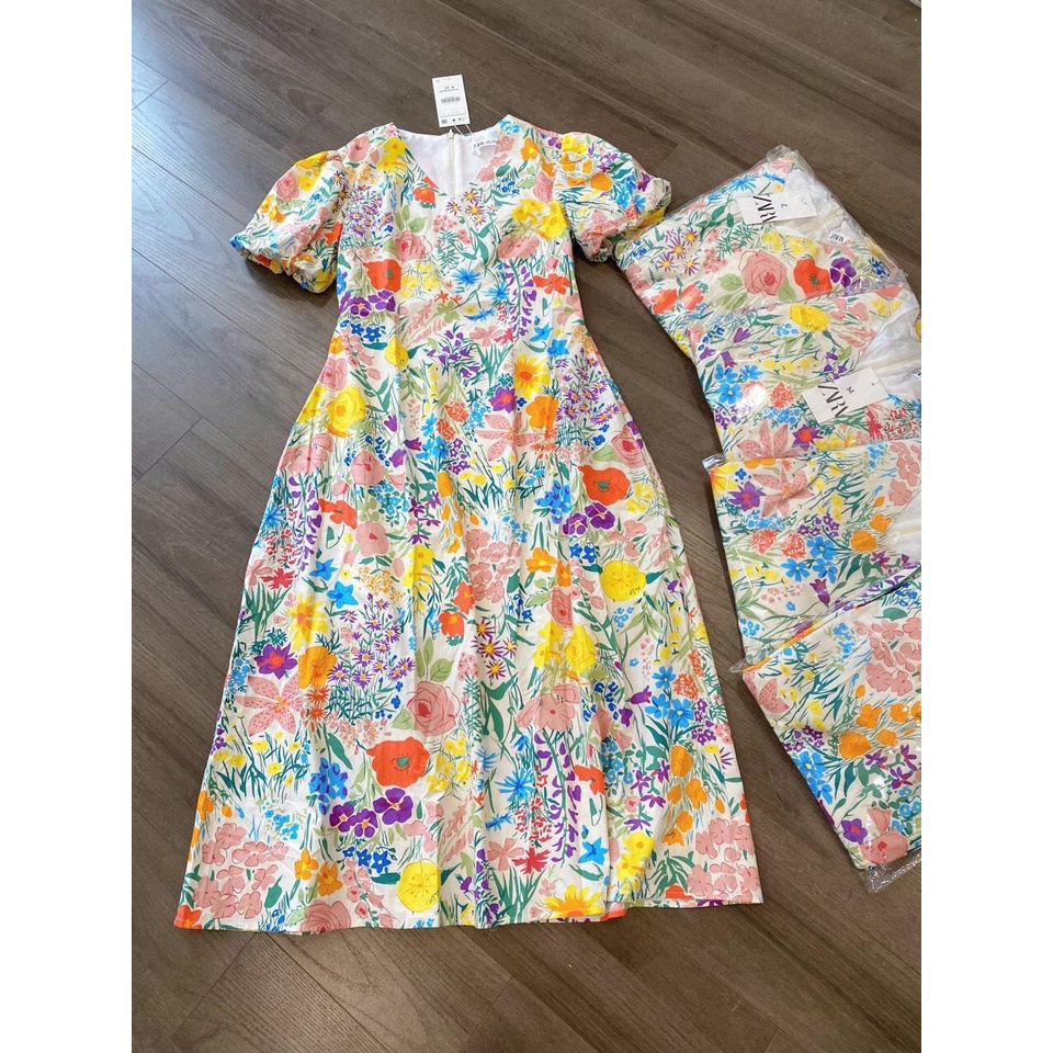 Đầm Hoa Tay Bồng Z.a.r.a