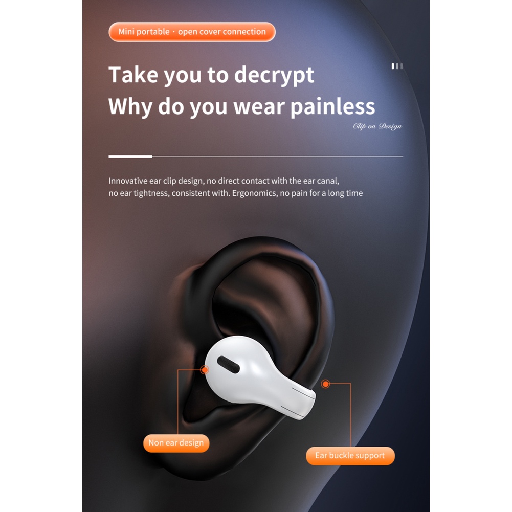 Khuyên Tai Lái Xe Xương Tai Nghe Bluetooth Không Dây Chân Thực Kẹp Tai Nghe Thể Thao Tws Cho Điện Thoại Di Động AUBESSSTORE