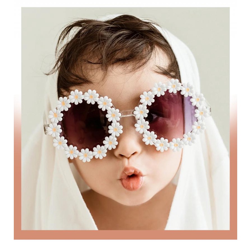 Kính Mát Hình Hoa Bằng Acrylic Dễ Thương Chống Tia UV400 Dành Cho Bé