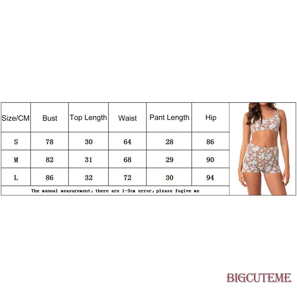 Set Đồ Mùa Hè 2 Món Gồm Áo Ba Lỗ Cổ Chữ U In Họa Tiết Hoa + Quần Ngắn Lưng Cao Cho Nữ