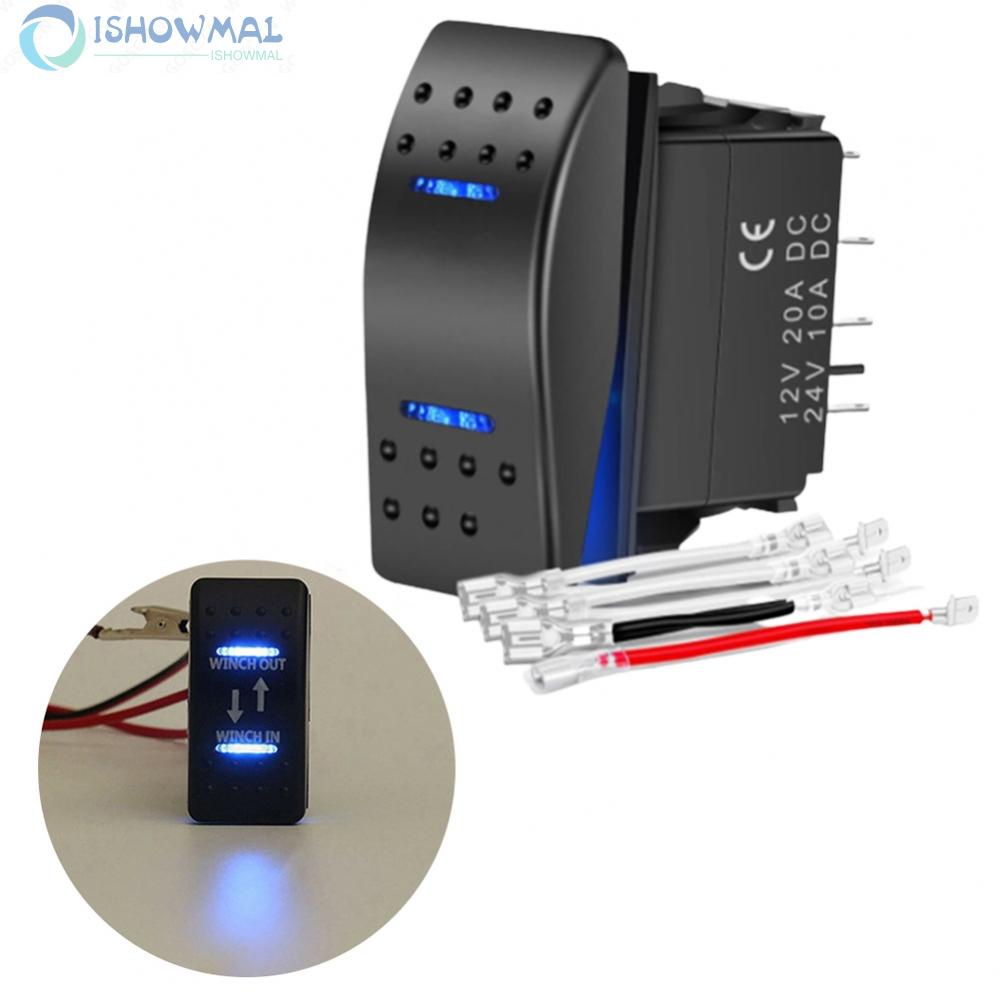 Rocker Switch Bipolar Double End Blue LED Light Momentary Rocker Switch Toggle