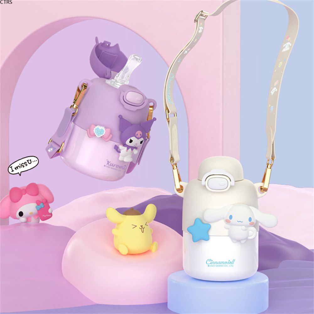 Bình Nước Bằng Thép Không Gỉ Cầm Tay 430Ml Cốc Cách Nhiệt Chân Không 316 Cốc Có Dây Đeo Vai Và Búp Bê Di Chuyển Quà Tặng Trẻ Em Hoạt Hình