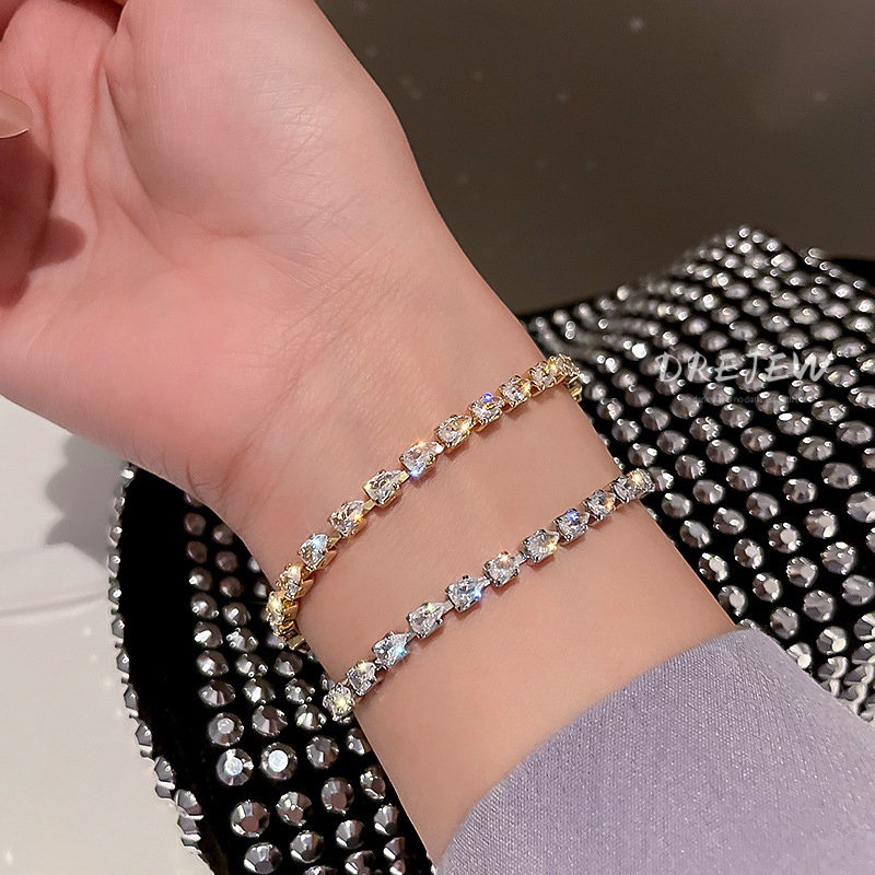DREJEW Vòng Tay Đính Đá Zircon Đơn Giản Thời Trang Hàn Quốc Cho Nữ