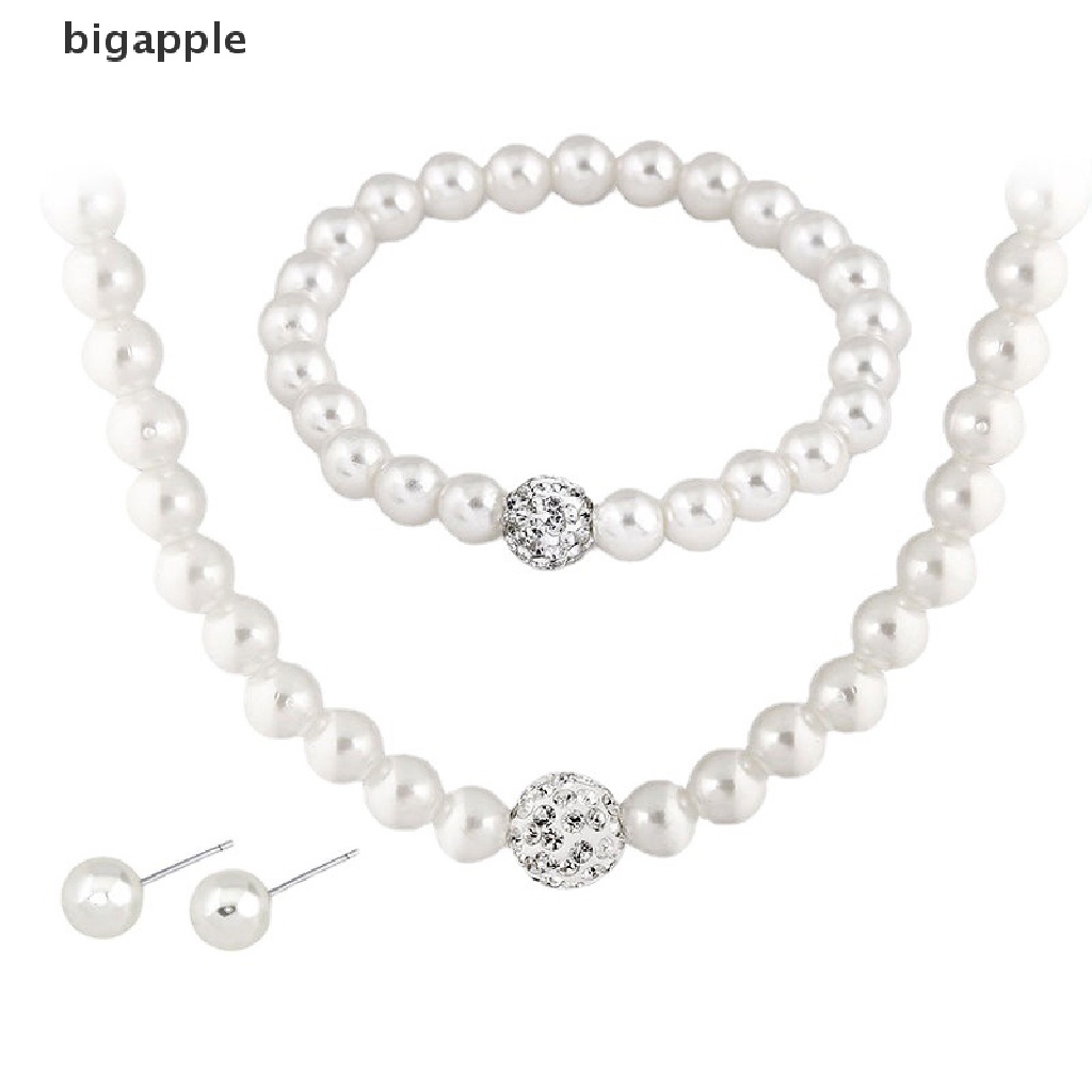 Bộ Trang Sức 3 Trong 1 Đính Đá Ngọc Trai Nhân Tạo Thời Trang Dành Cho Nữ